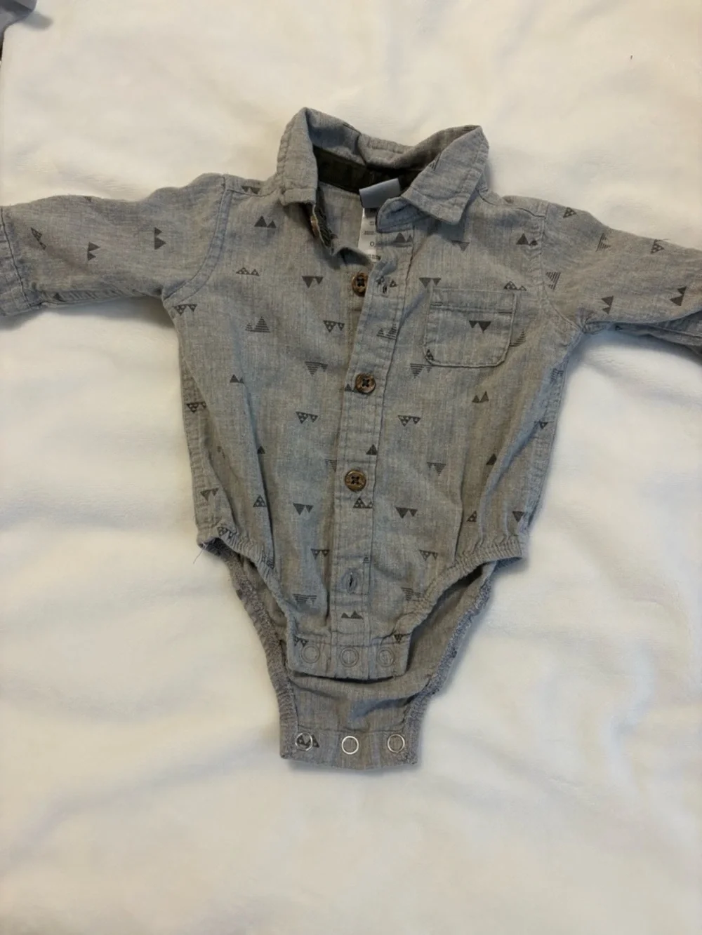 Button-Front Grey Baby One Piece Shirt